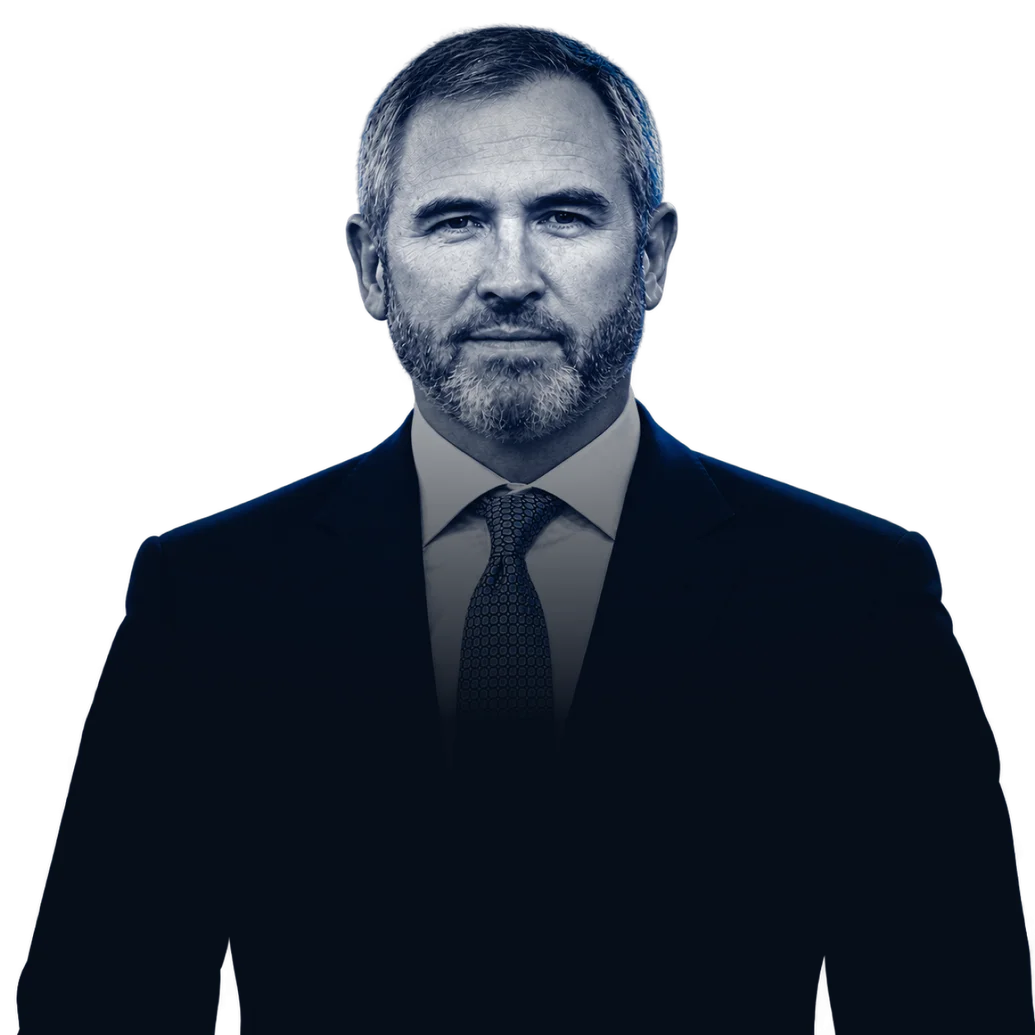 Portrait surrounded by floating XRP coins